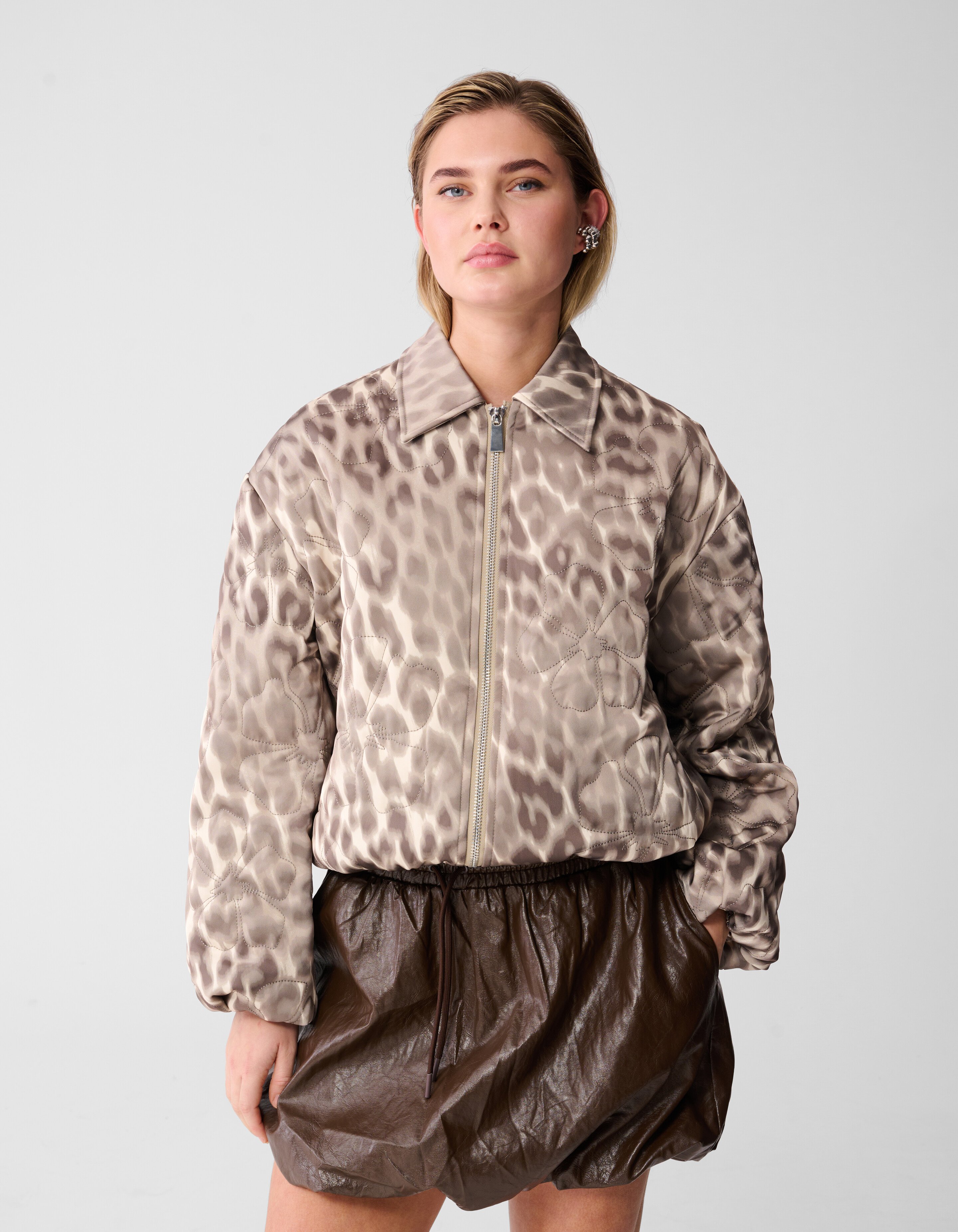 Quilted Leopard Bomber Jack Lichtbruin SHOEBY WOMEN