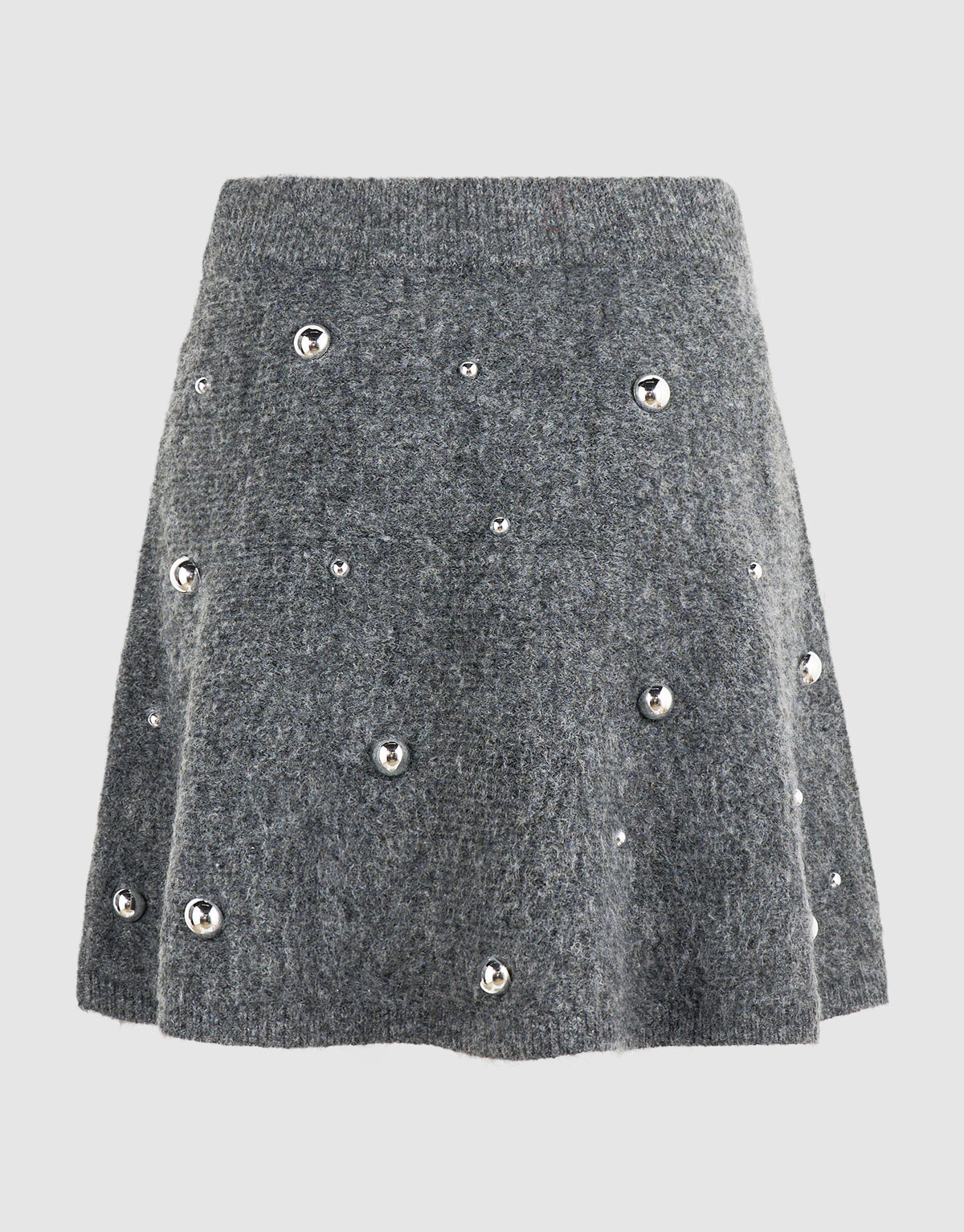 Gebreide Studded Mini Rok Grijs SHOEBY WOMEN