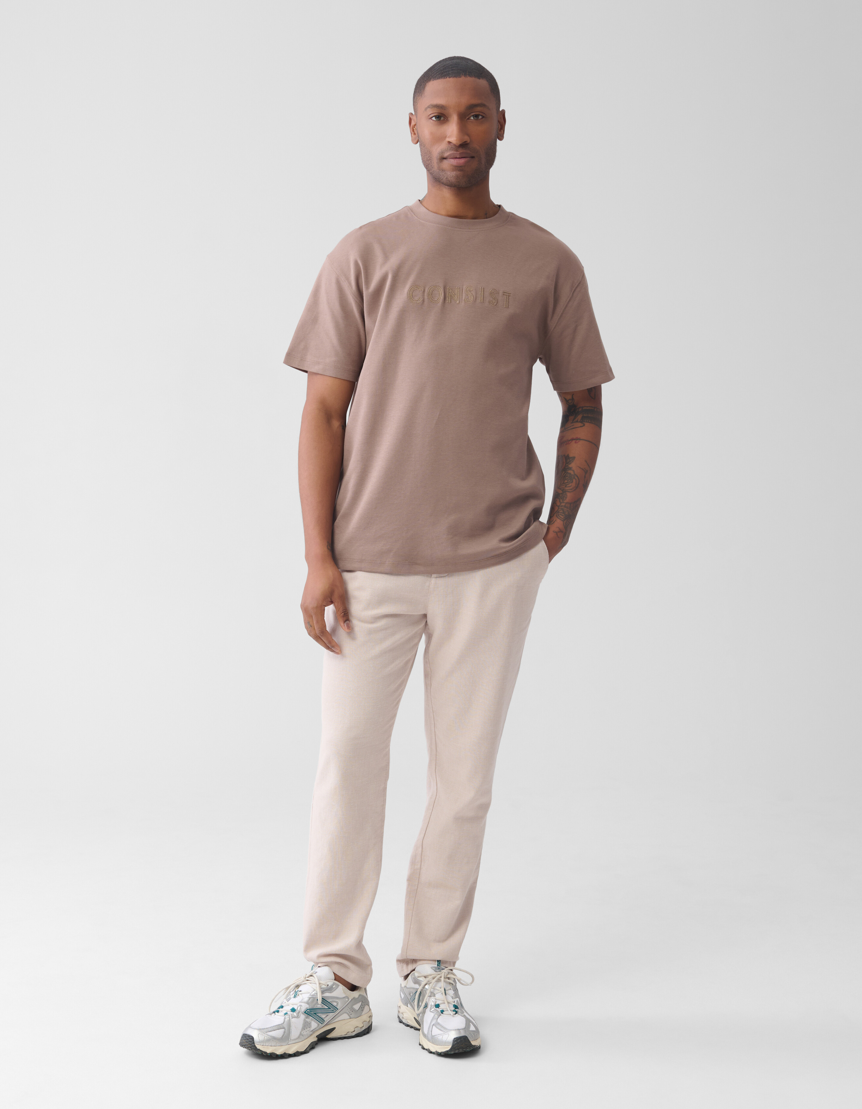 Embroidery Artwork T-shirt Lichtbruin SHOEBY MEN