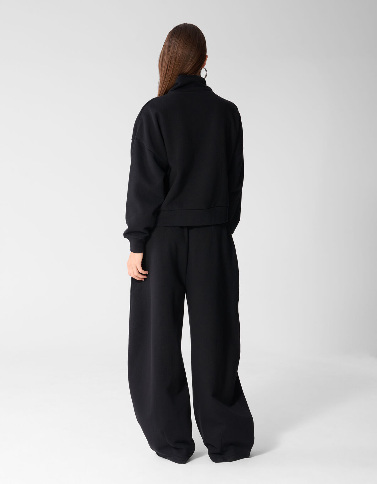 Oversized Zipper Sweater Zwart SHOEBY WOMEN