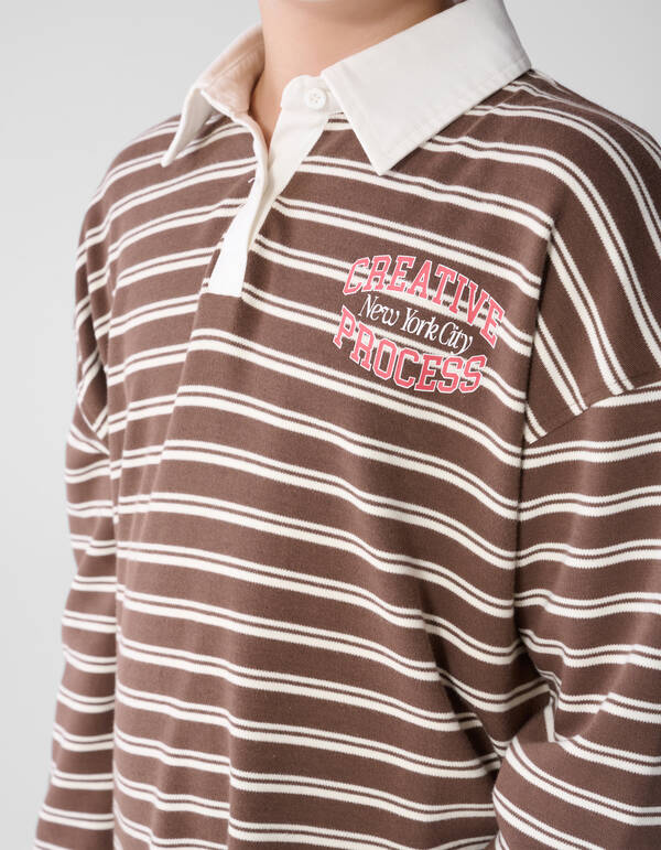 Gestreepte Polo Sweater Bruin SHOEBY BOYS