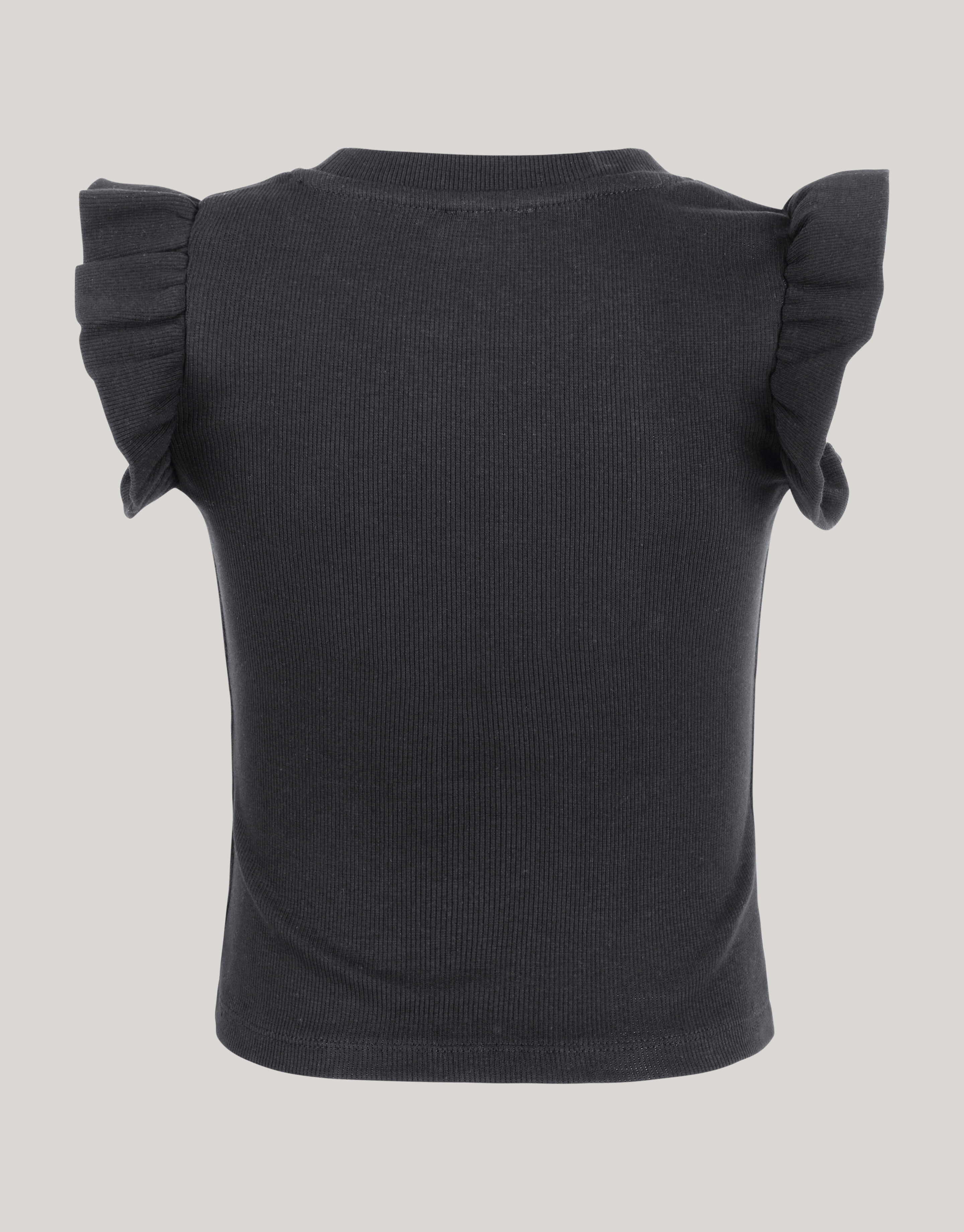 Ruffle Rib Top Zwart SHOEBY GIRLS