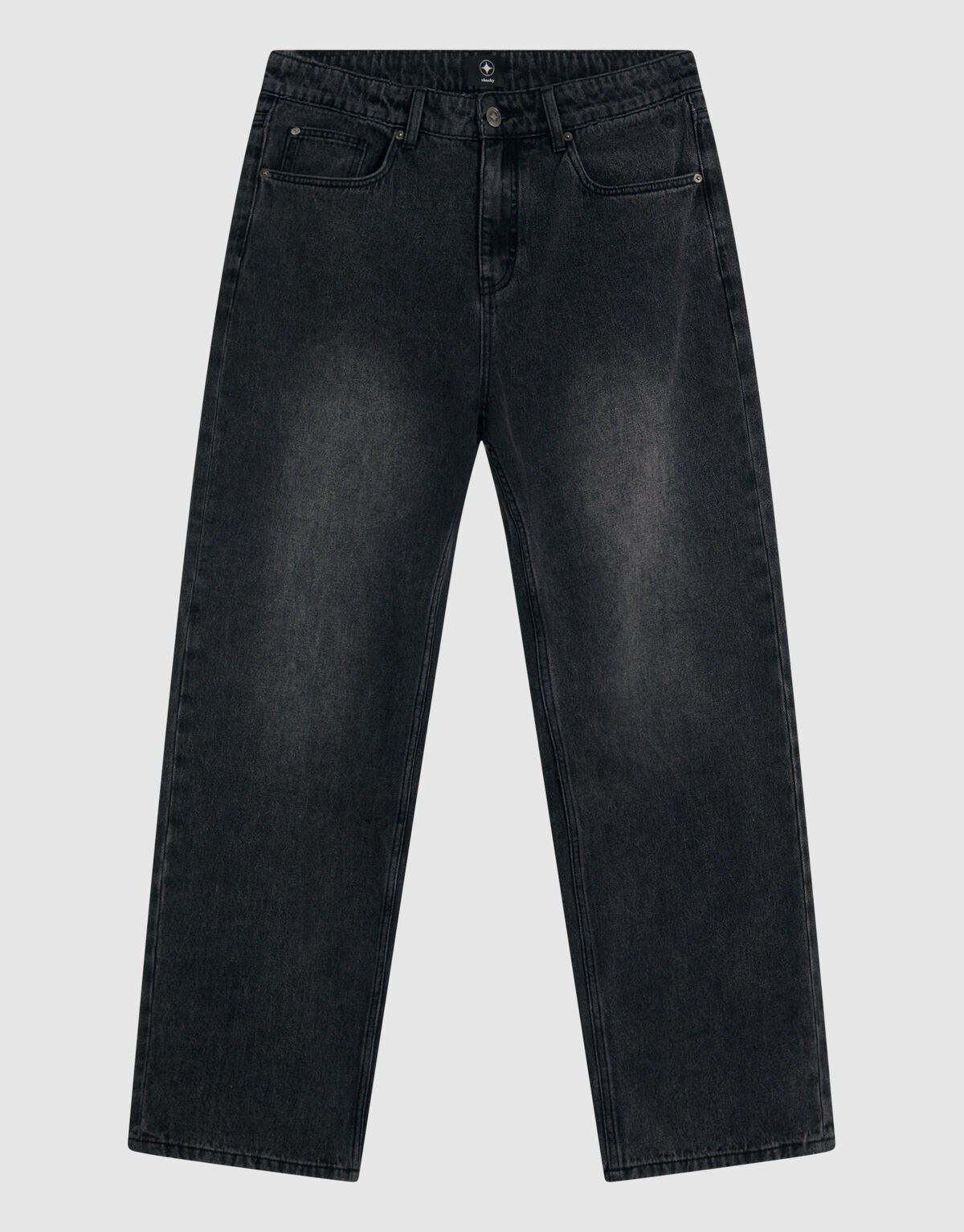 Baggy Fit Jeans Donkergrijs SHOEBY MEN