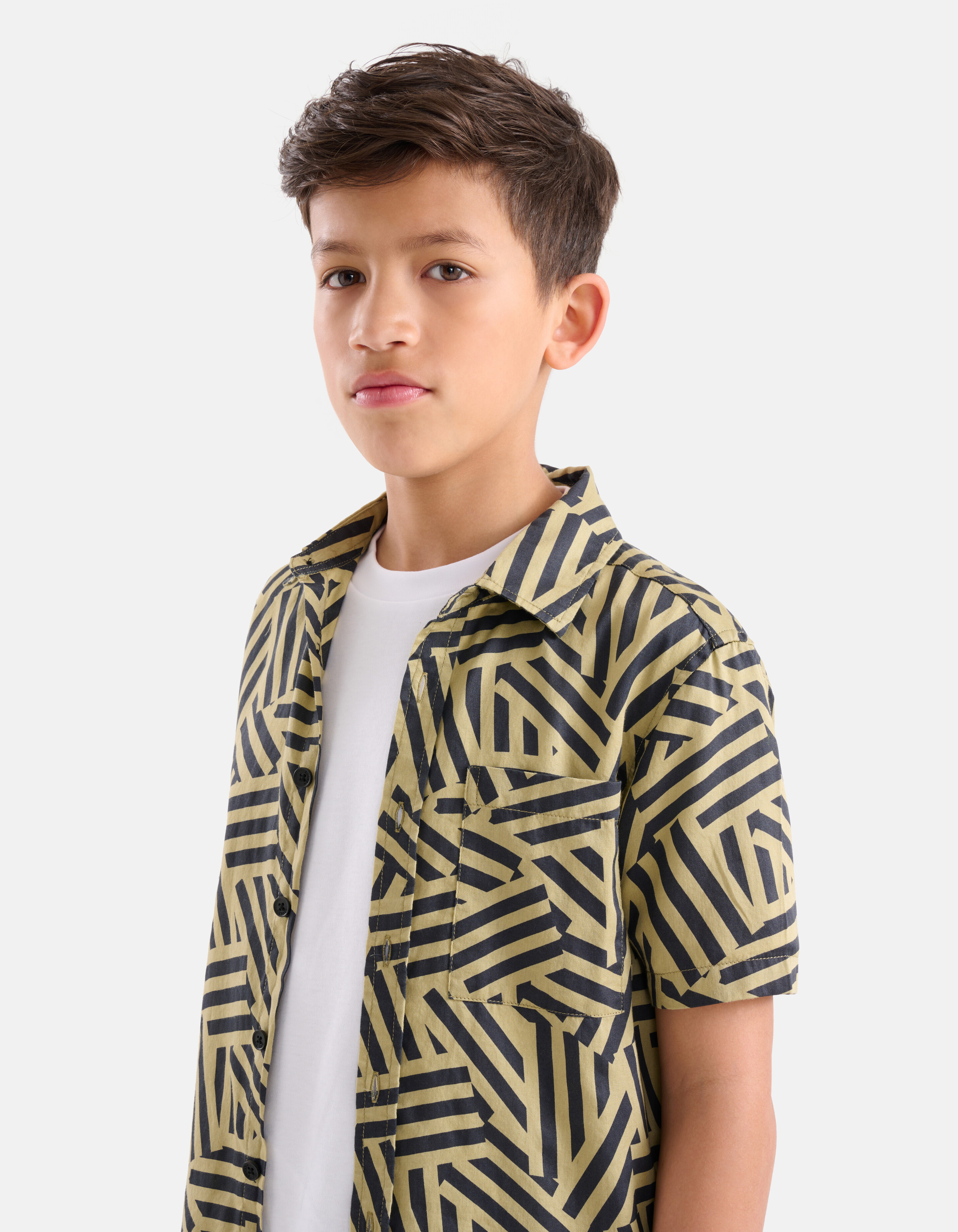 Geometrisch Overhemd Zand SHOEBY BOYS