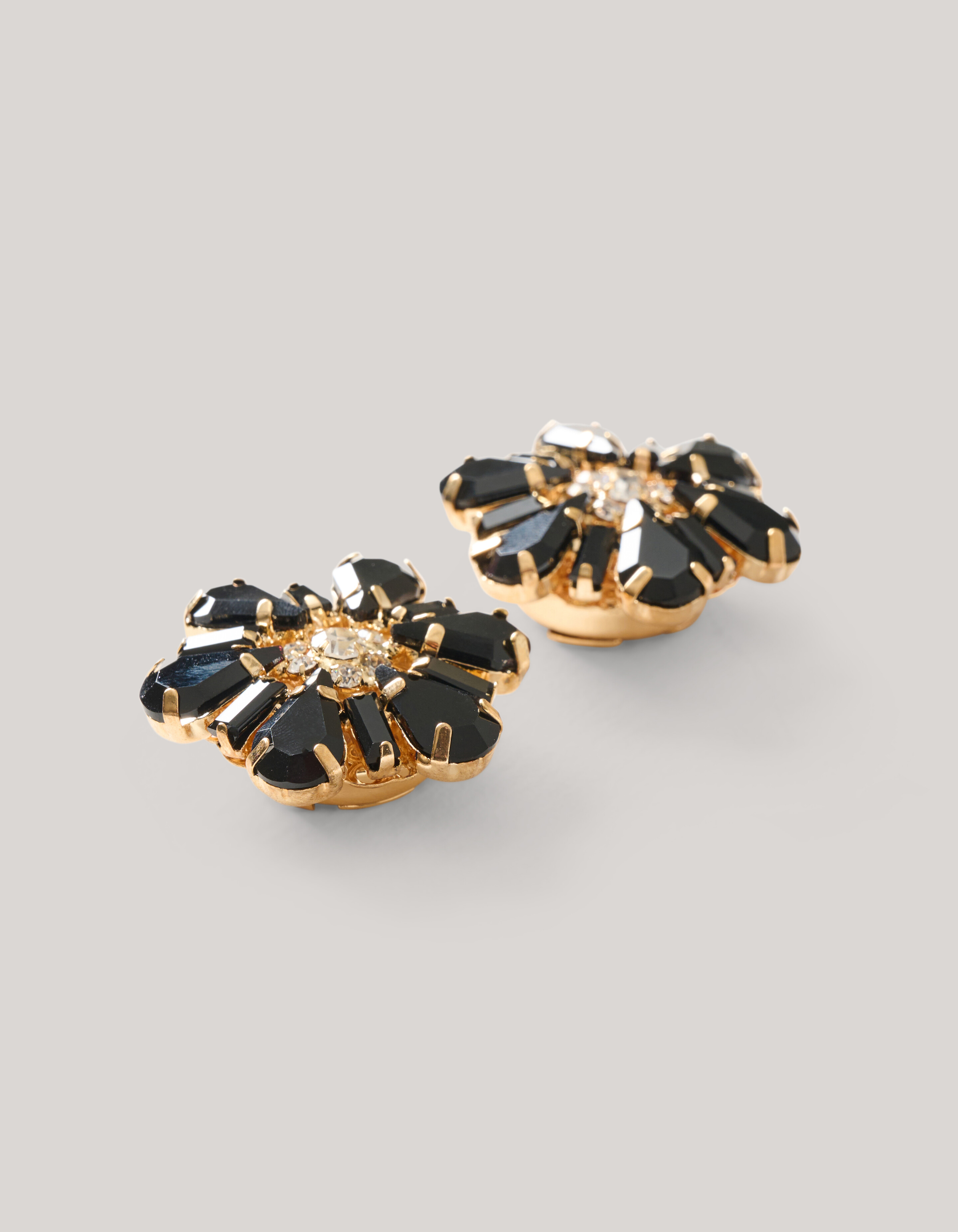 Strass Knopen Clips Goud/Zwart SHOEBY ACCESSOIRES