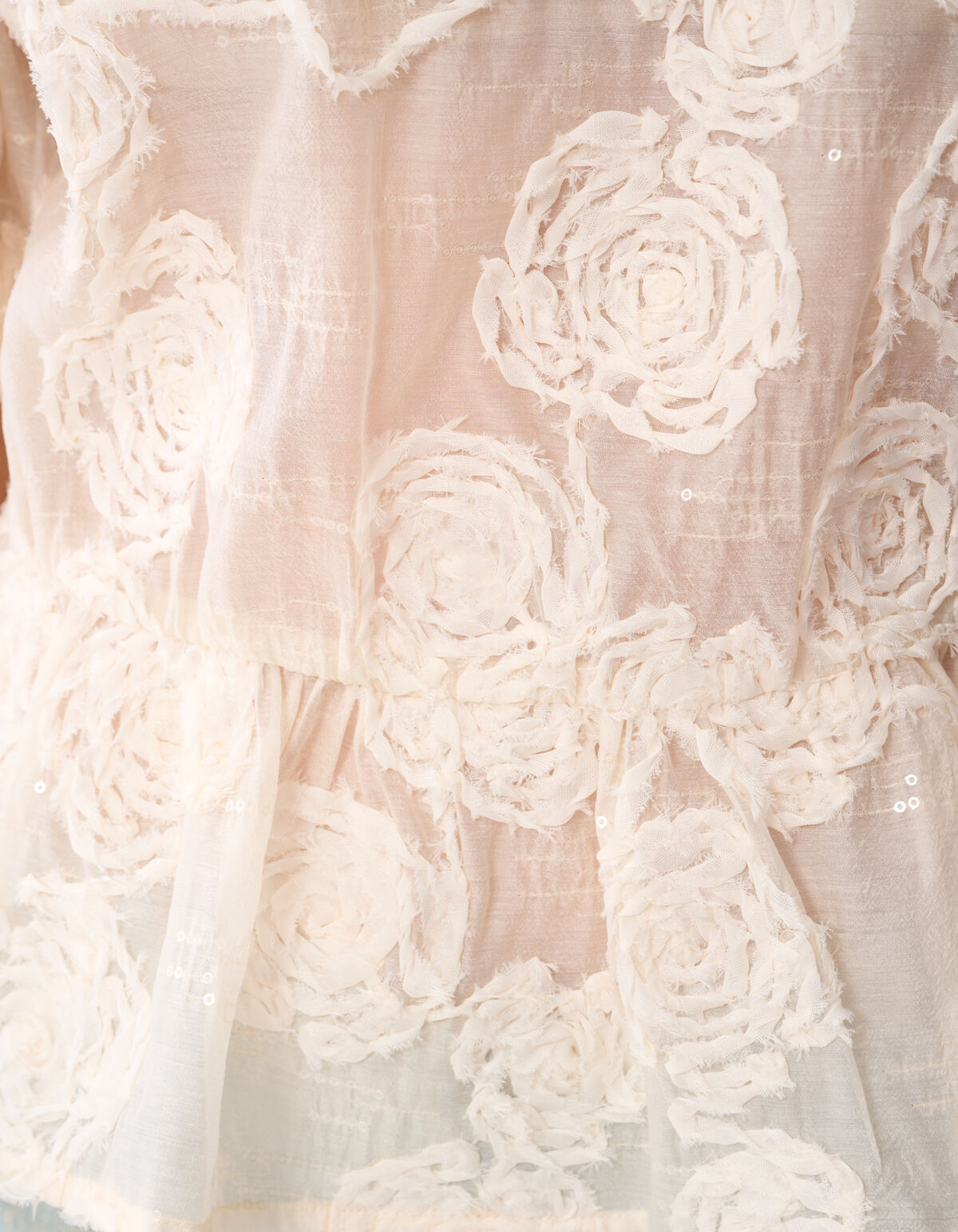 Sequin Bloemen Top Gebroken Wit SHOEBY WOMEN