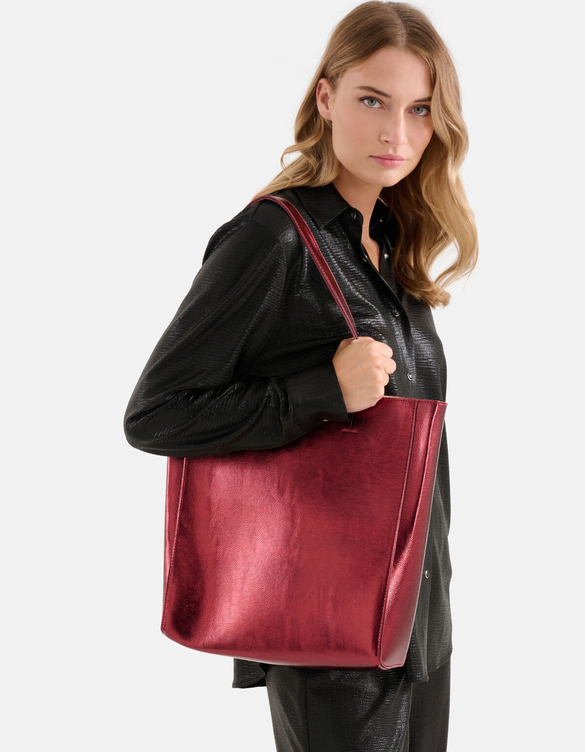 Metallic Shopper Tas Bordeaux SHOEBY ACCESSOIRES