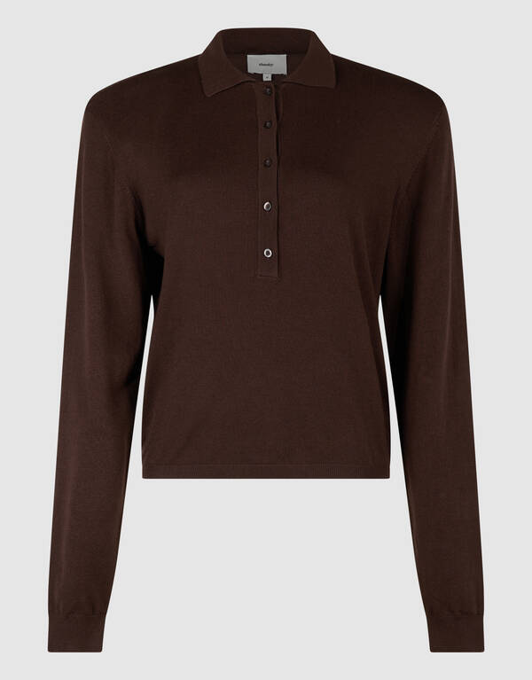 Gebreide Polo Longsleeve Bruin SHOEBY WOMEN