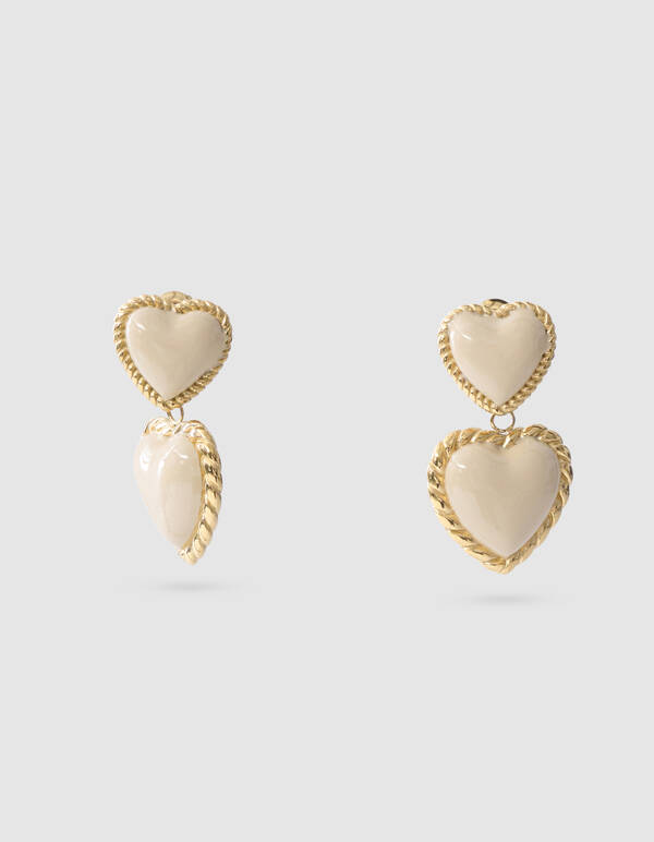 Vintage Heart Oorbellen Gebroken Wit SHOEBY ACCESSOIRES