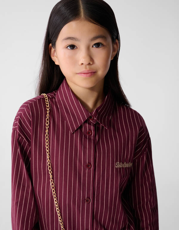 Lace Pinstripe Oversized Fit Blouse Donkerrood SHOEBY GIRLS