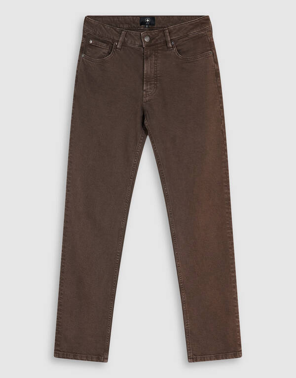 Washed Straight Fit Broek Donkerbruin SHOEBY MEN