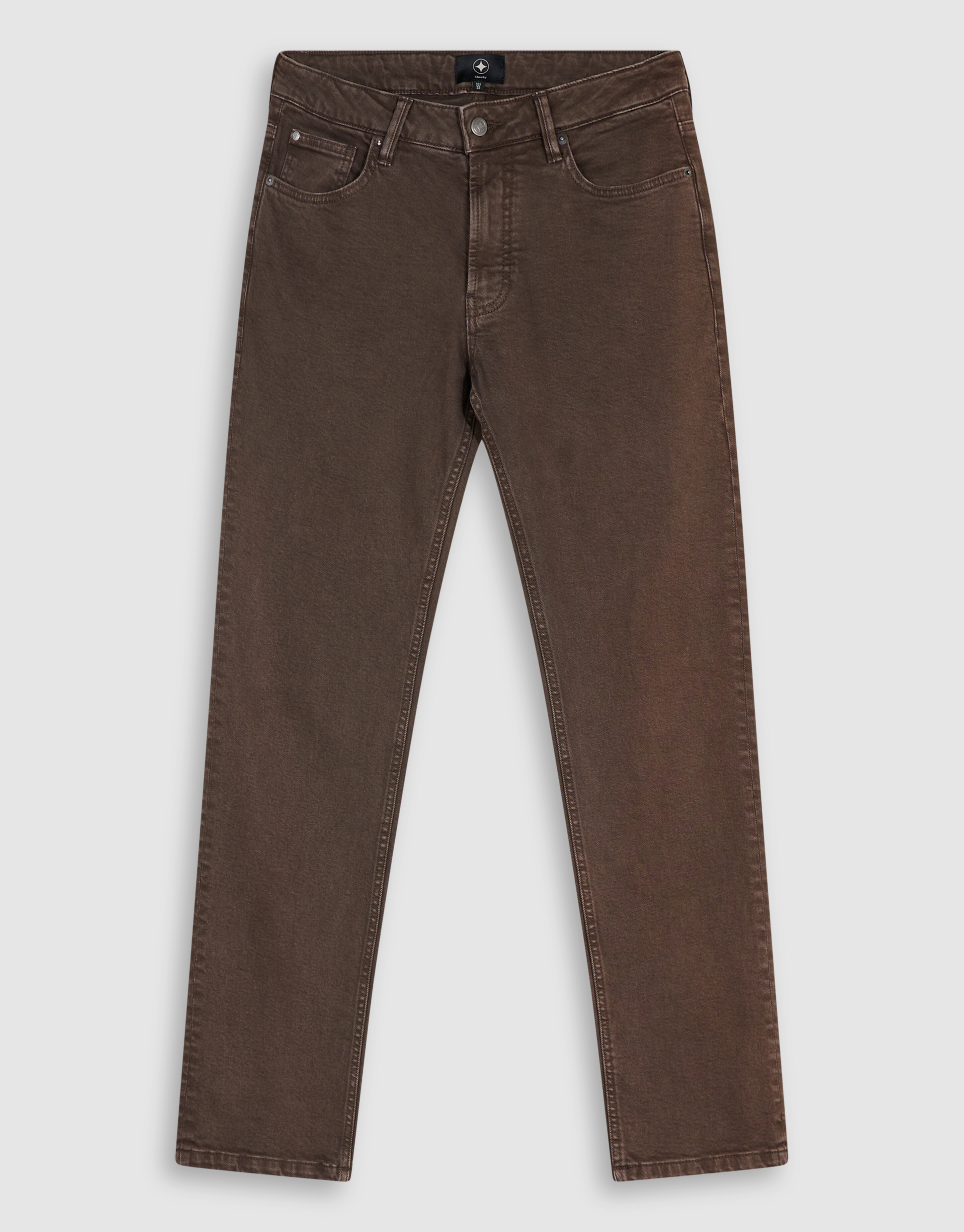 Washed Straight Fit Broek Donkerbruin SHOEBY MEN
