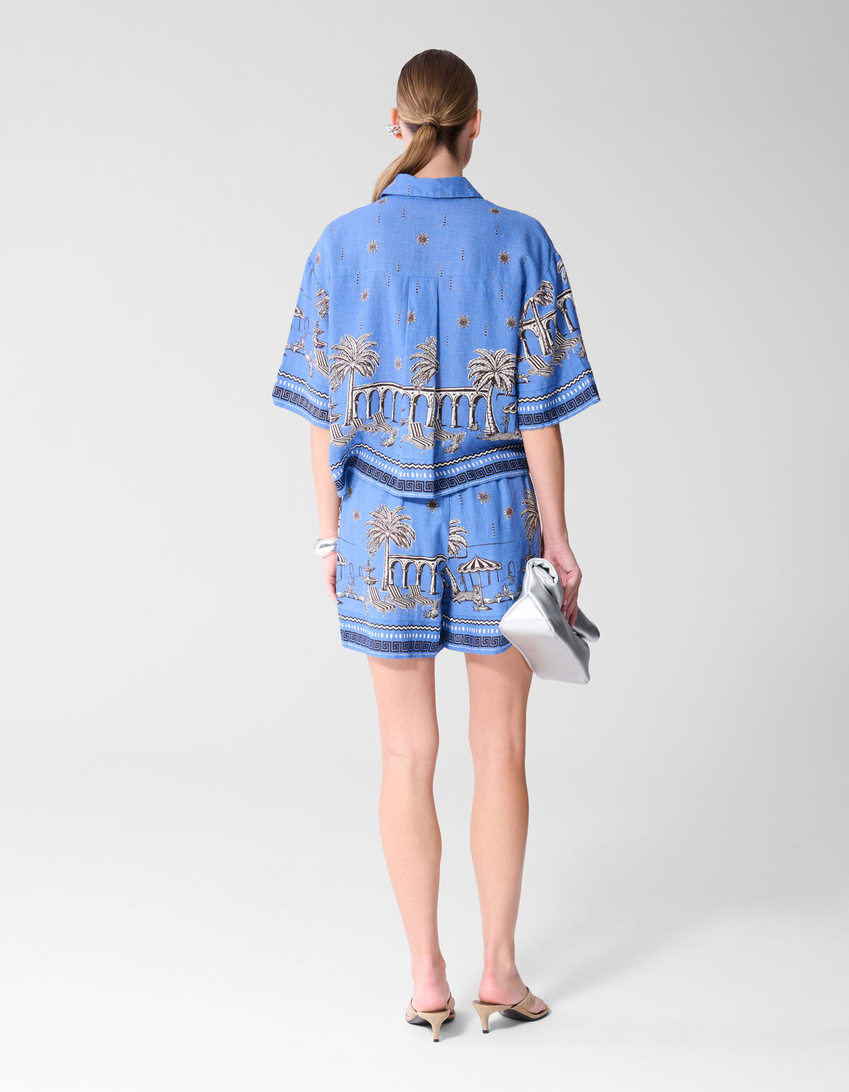 Palm Print Blouse Blauw SHOEBY WOMEN