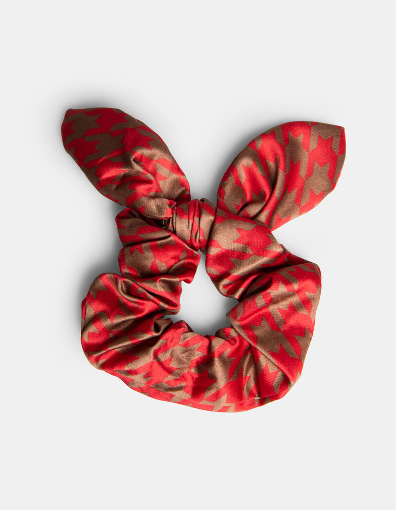 Pied De Poule Bow Scrunchie
