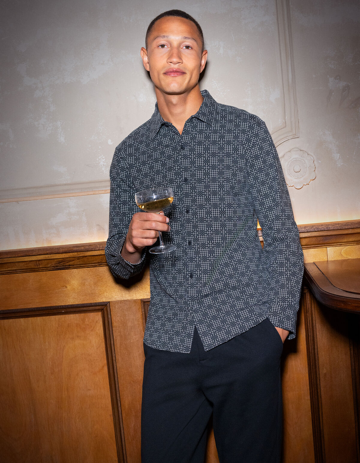 Printed Logo Overhemd Zwart SHOEBY MEN