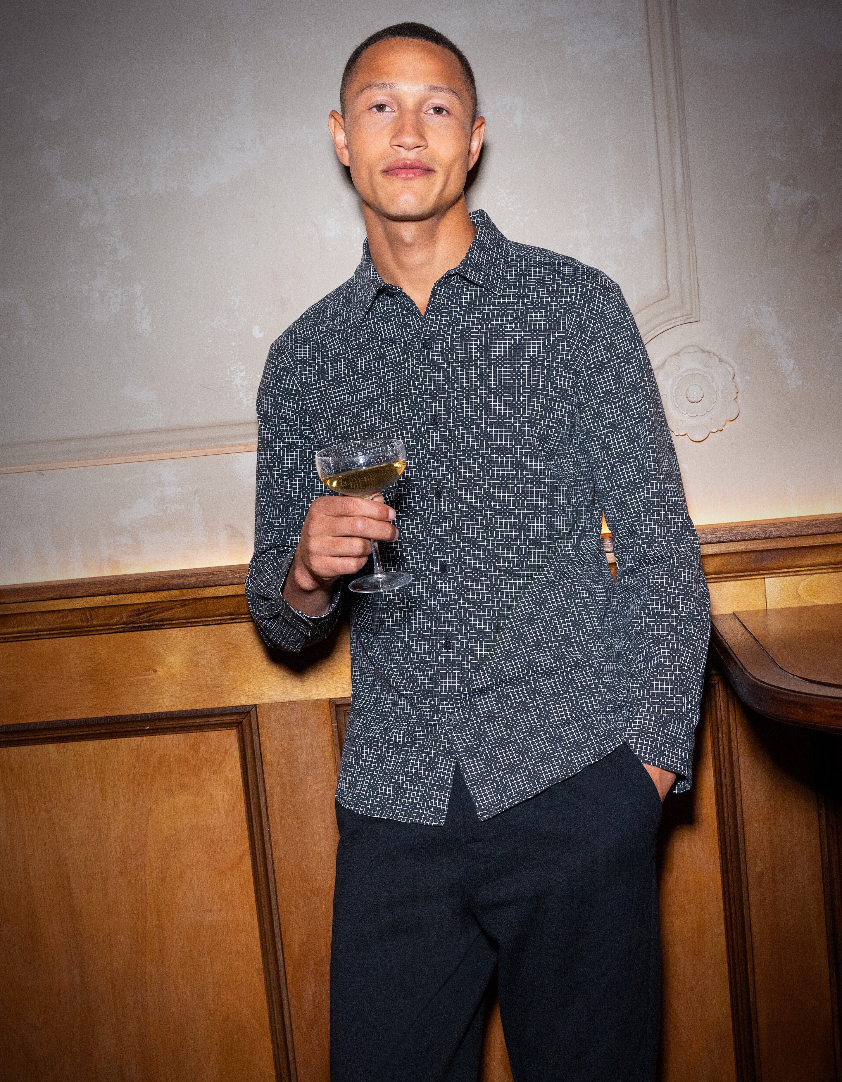 Printed Logo Overhemd Zwart SHOEBY MEN