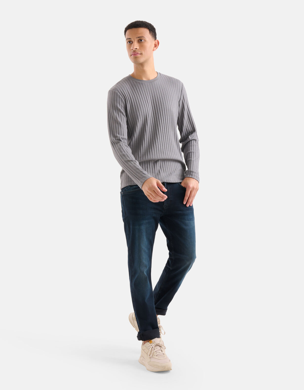 Rib T-shirt Grijs SHOEBY MEN