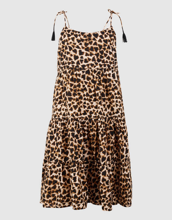 Layer Leopard Print Jurk Bruin SHOEBY GIRLS