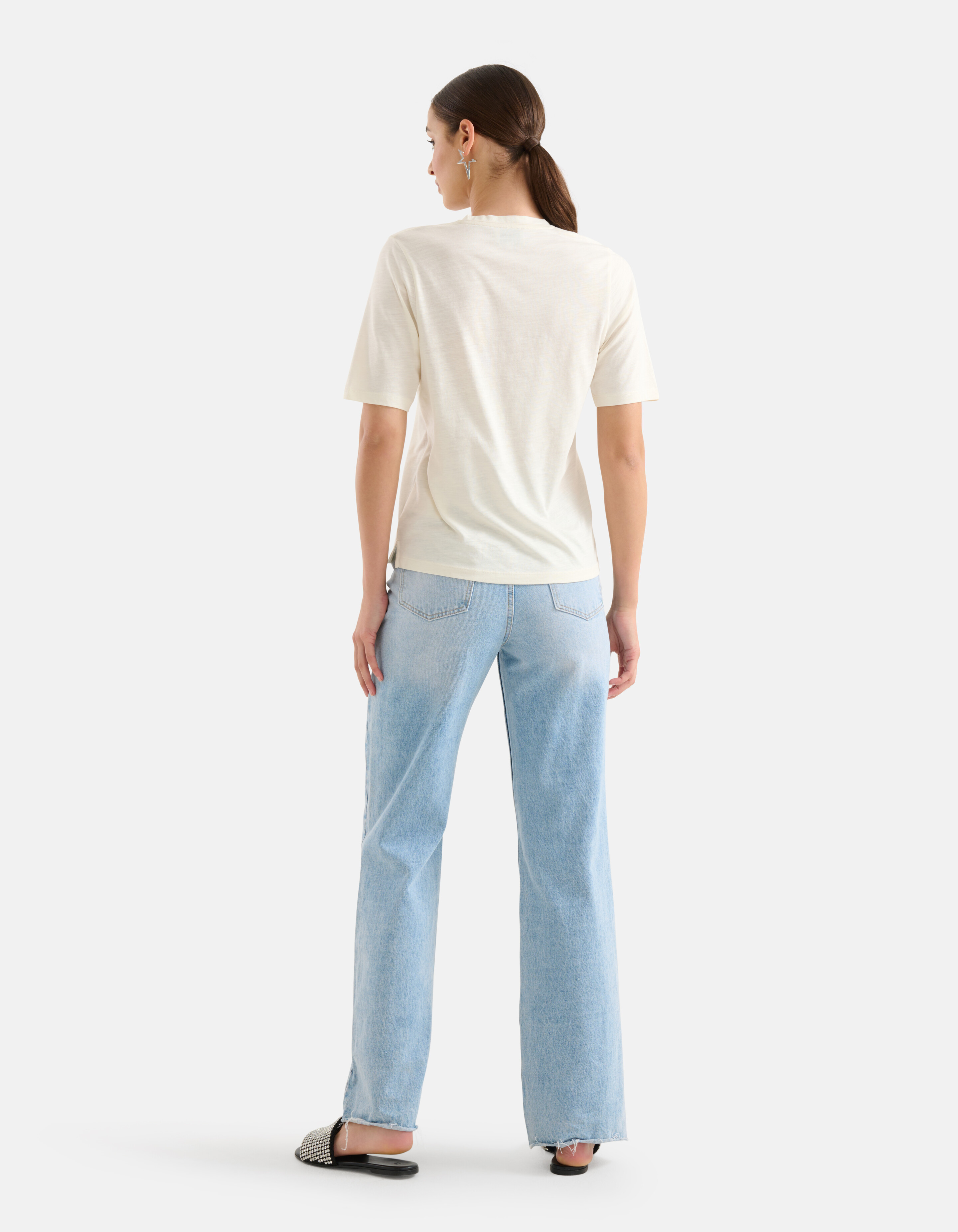 Basis V-hals T-shirt Wit SHOEBY WOMEN