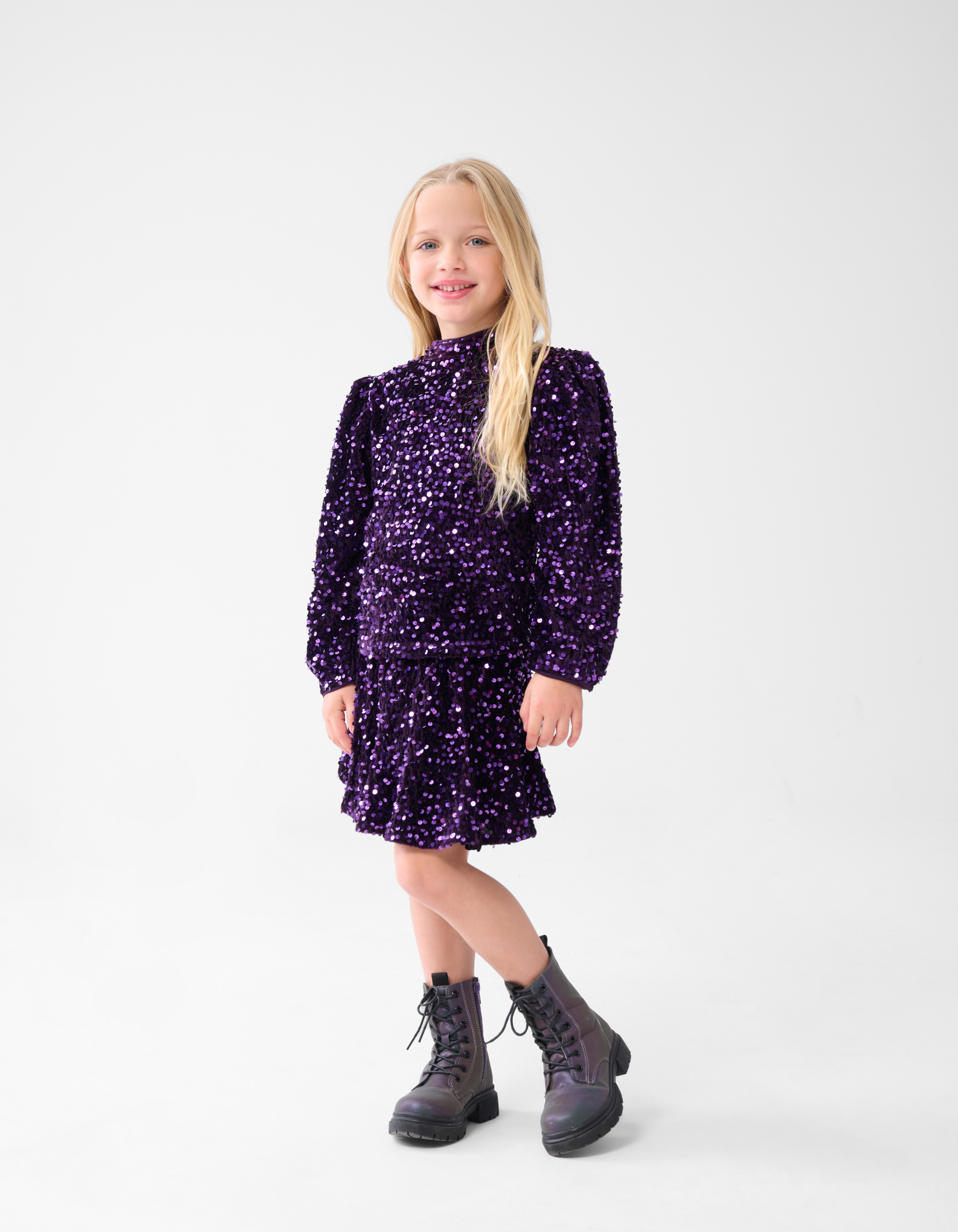 Velvet Pailletten Mini Rok Paars SHOEBY GIRLS