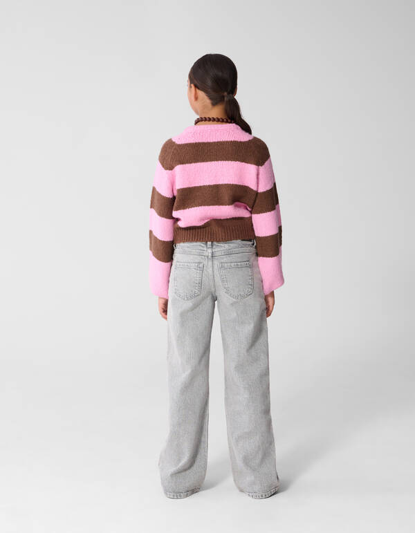 Oversized Gestreept Vest Roze/Bruin SHOEBY GIRLS