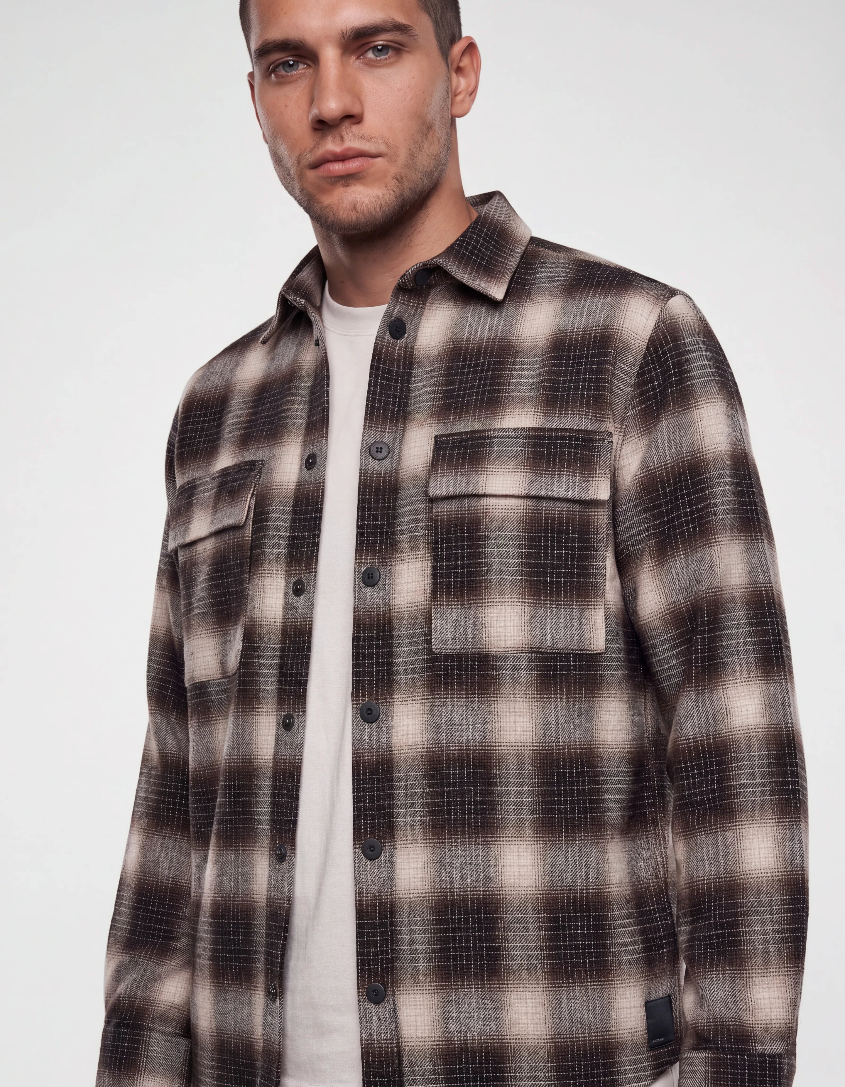 Relaxed Fit Ruiten Overhemd Donkerbruin SHOEBY MEN