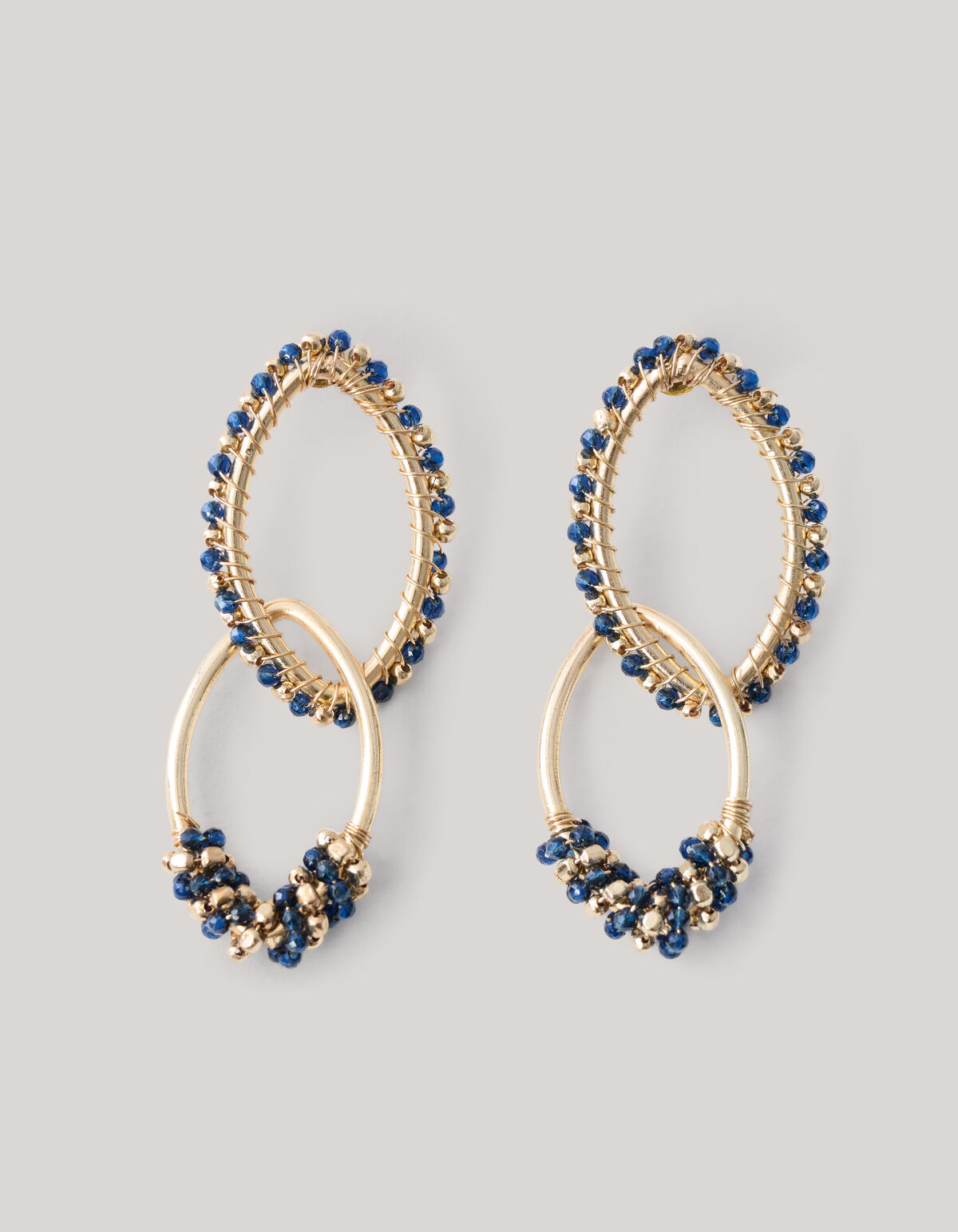 Beaded Eye Shape Oorbellen Goud SHOEBY ACCESSOIRES