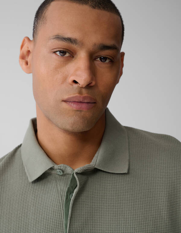 Structuur Jersey Polo Donkergroen SHOEBY MEN