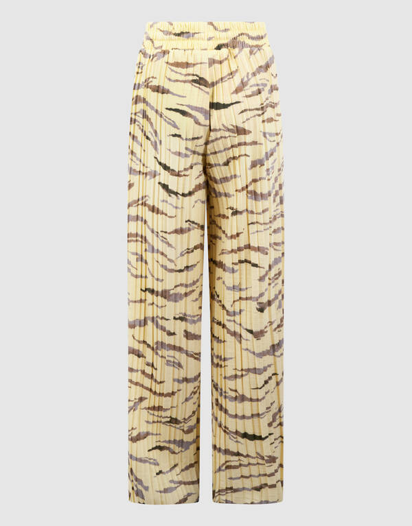 Tijger Pliss&eacute; Broek Lichtgeel SHOEBY GIRLS