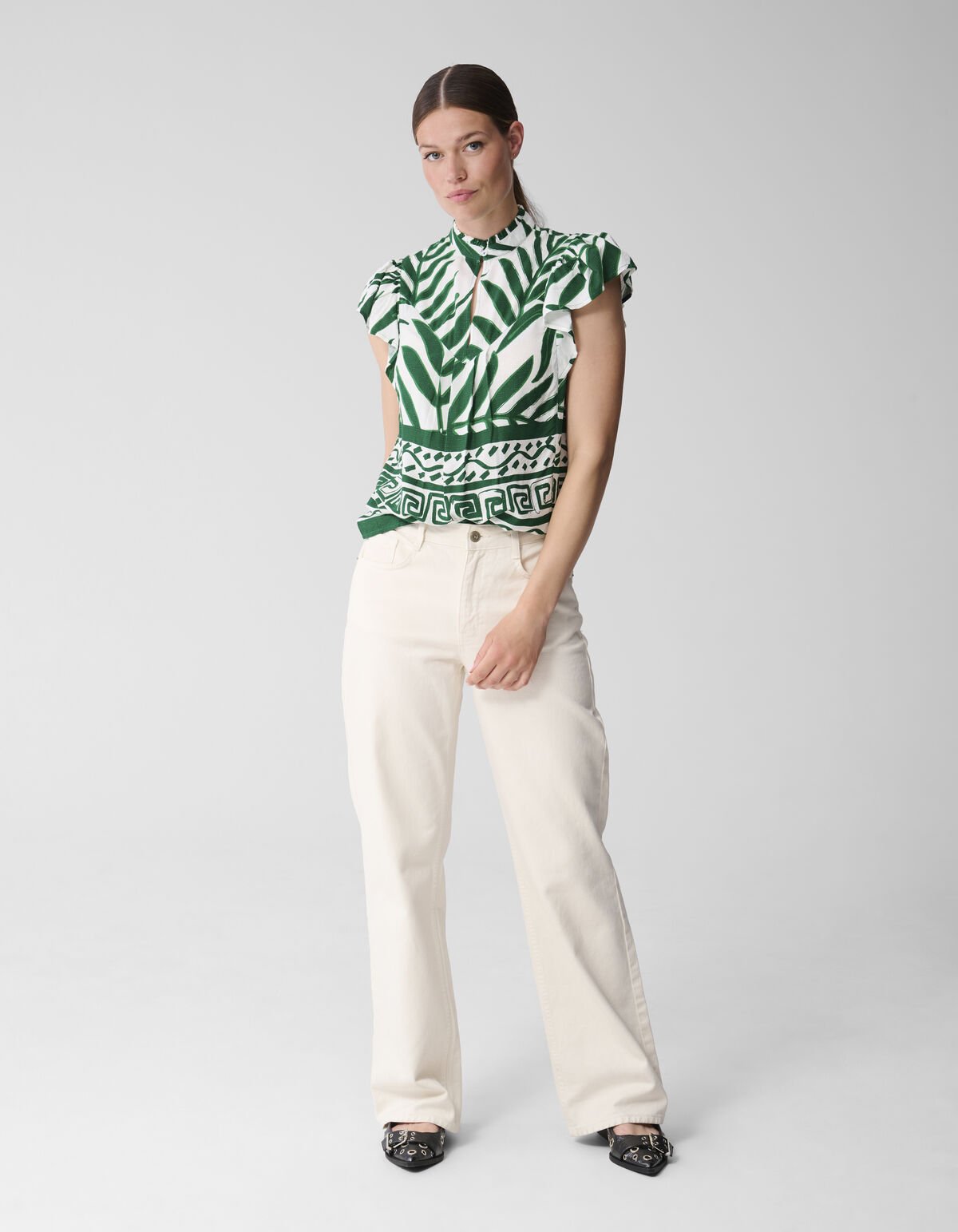 Printed Palm Top Wit SHOEBY WOMEN