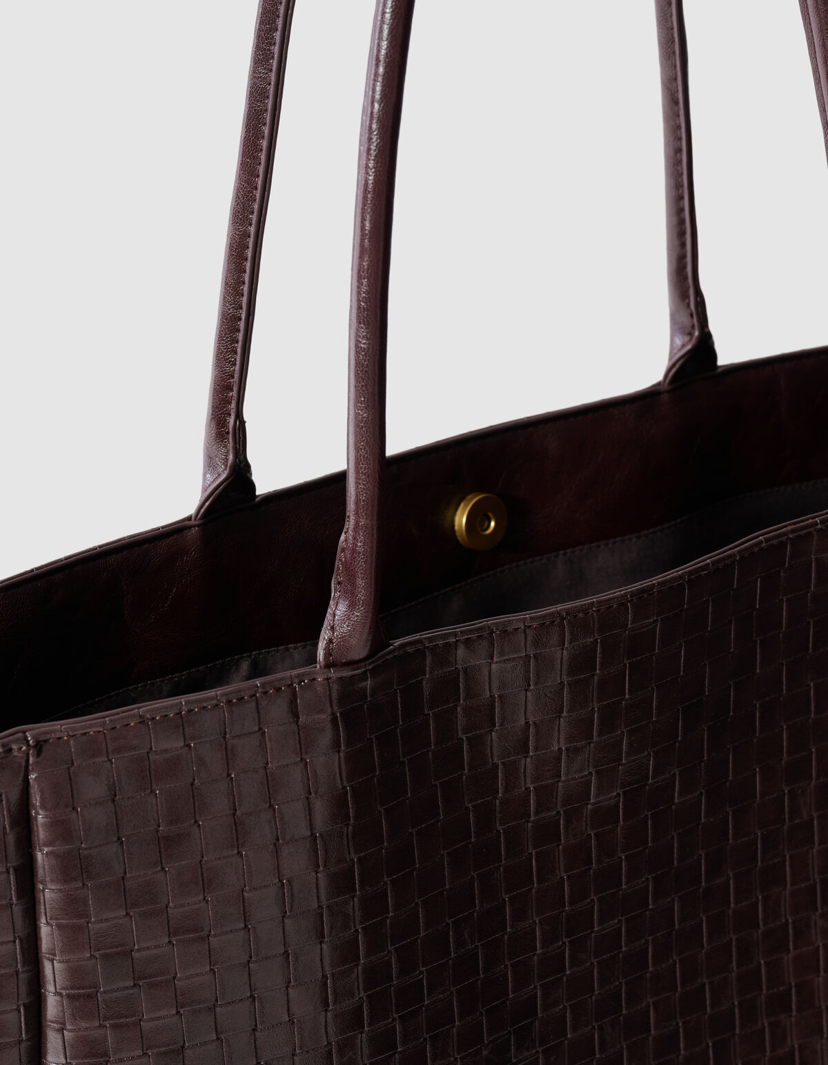 Braided Shopper Tas Donkerbruin SHOEBY ACCESSOIRES