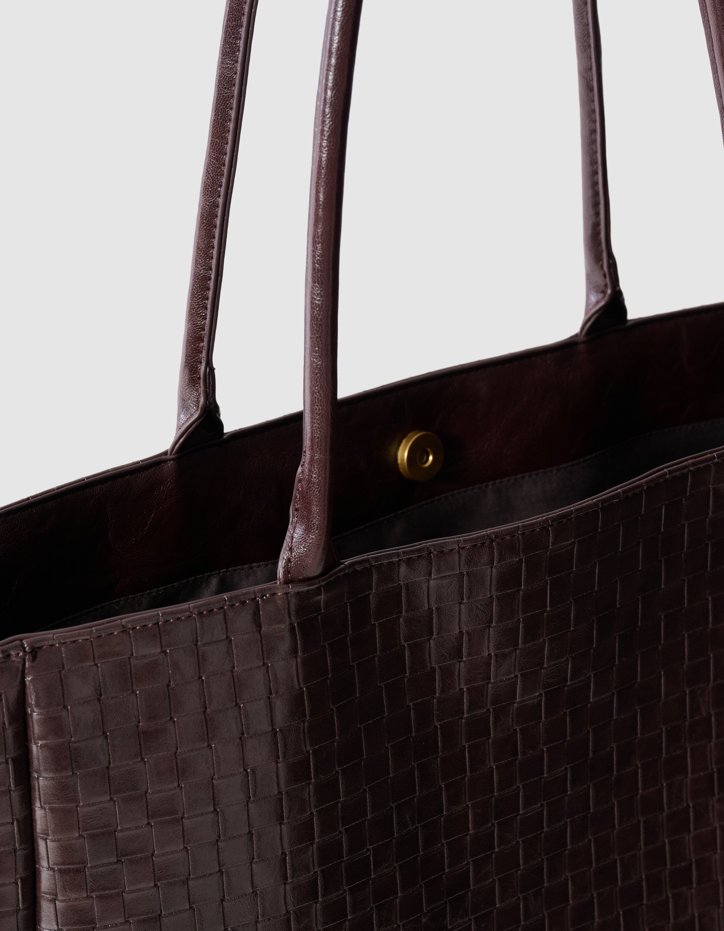 Braided Shopper Tas Donkerbruin SHOEBY ACCESSOIRES
