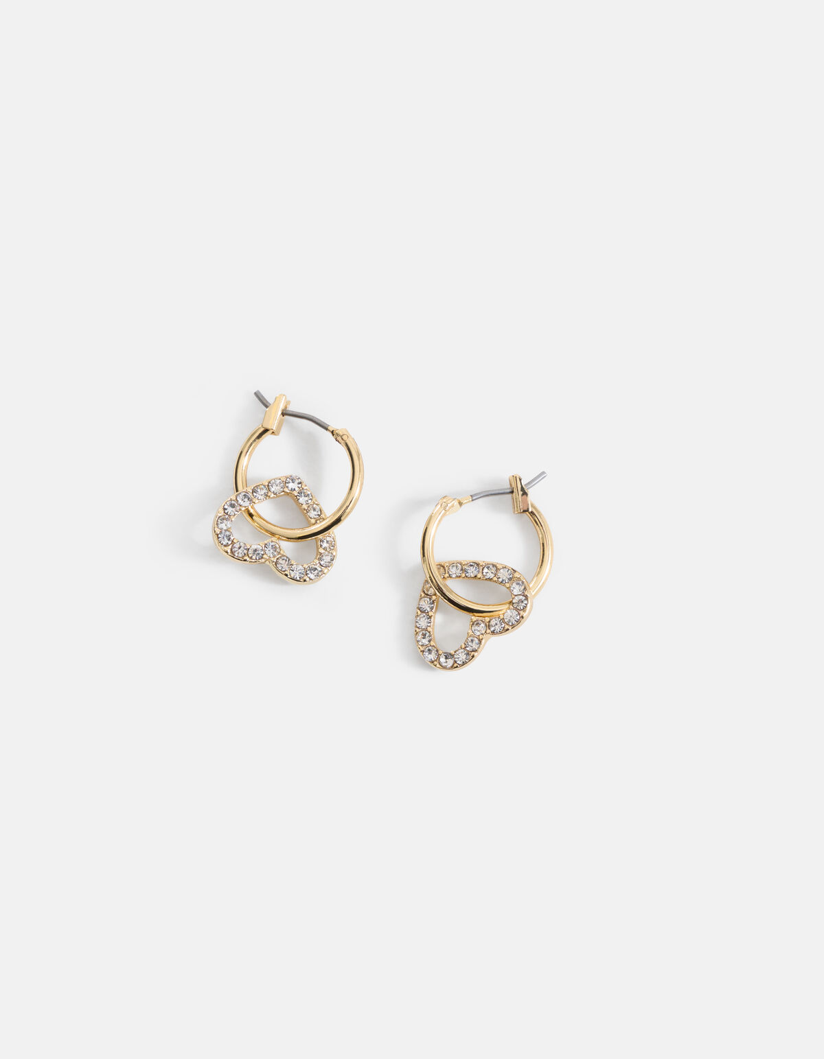Strassed Heart Hoop Oorbellen Goud SHOEBY ACCESSOIRES