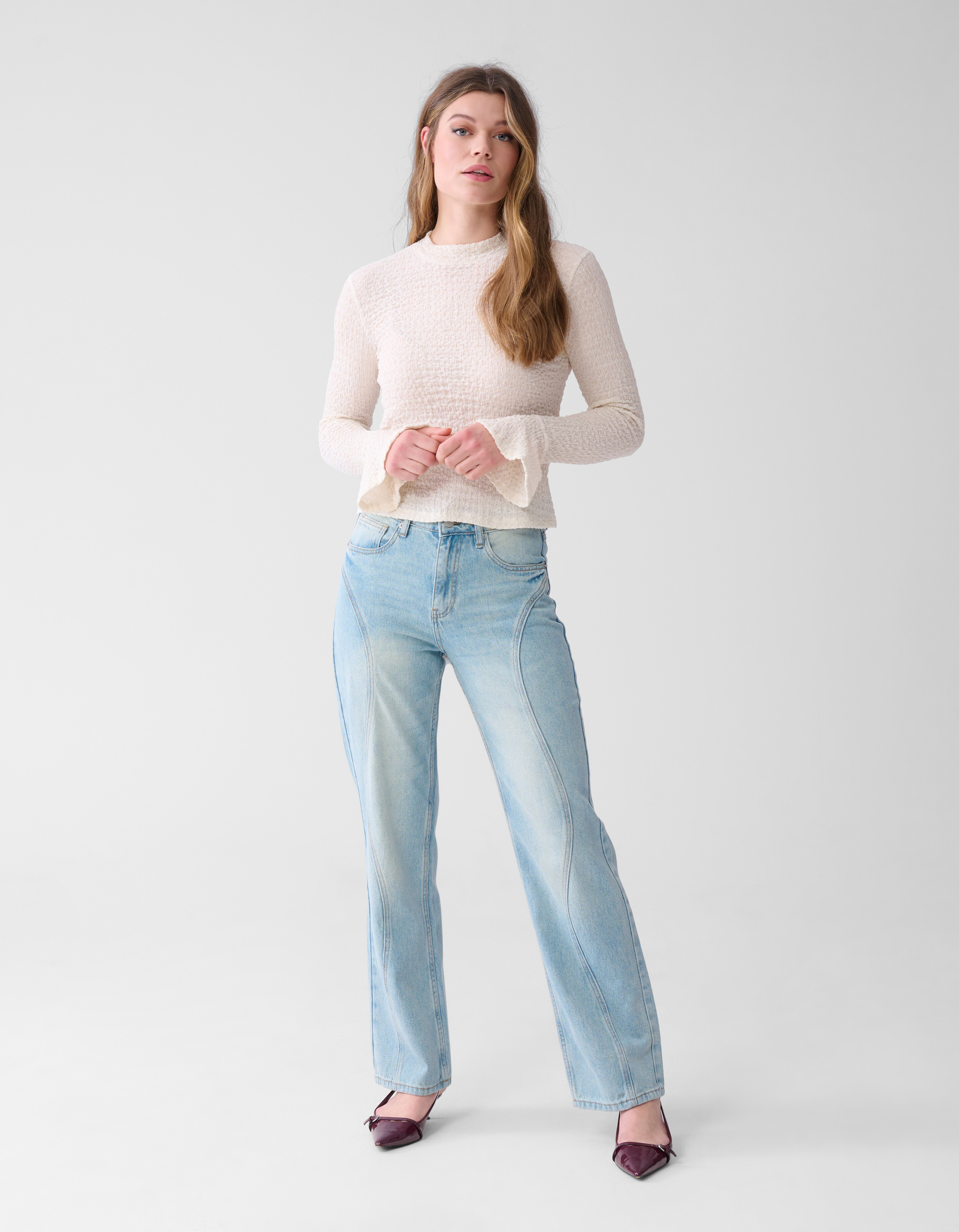 Crinkle Top Gebroken Wit SHOEBY WOMEN
