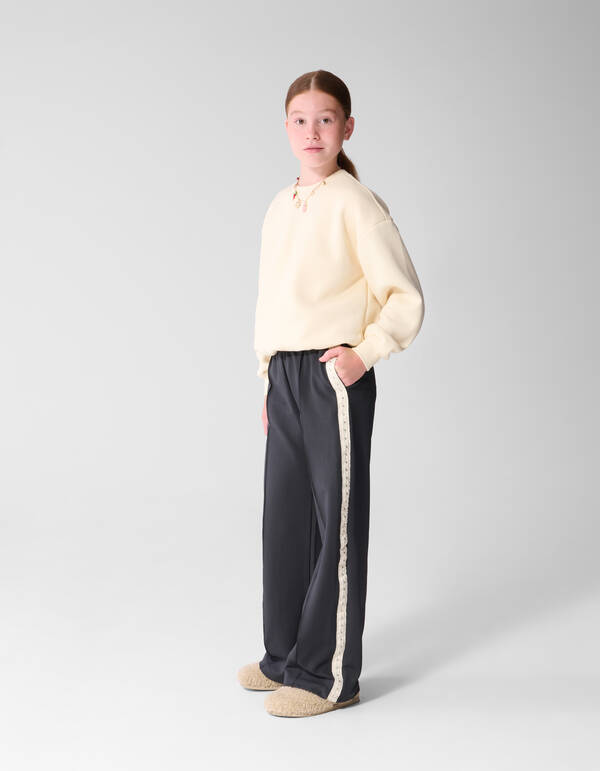 Studded Wide Leg Broek Donkergrijs SHOEBY GIRLS