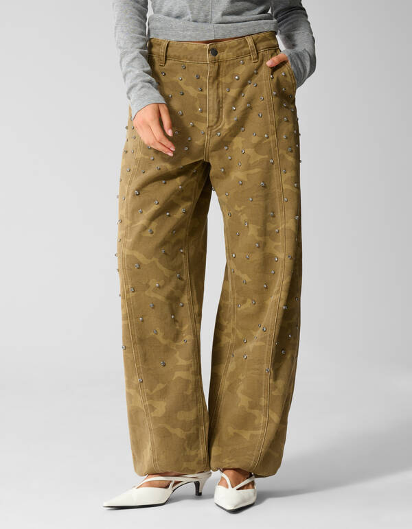Camo Strass Jeans Khaki SHOEBY WOMEN