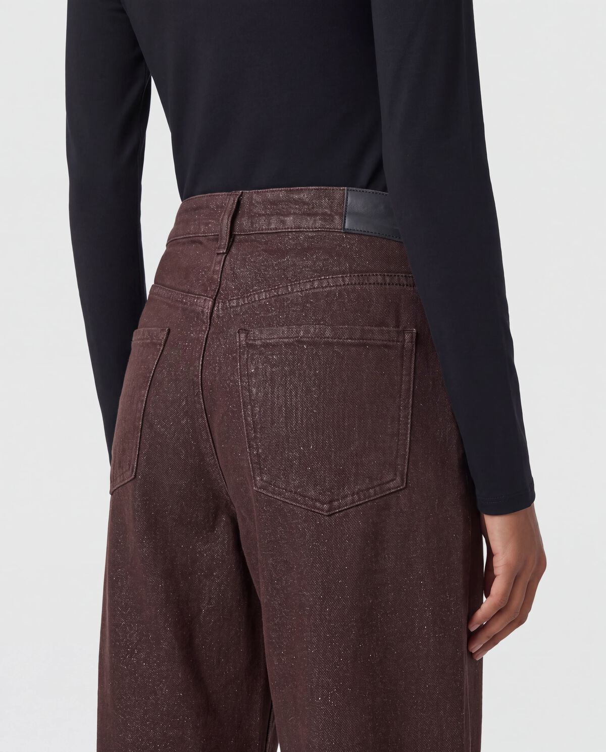 Lurex Barrel Fit Jeans Donkerbruin SHOEBY WOMEN