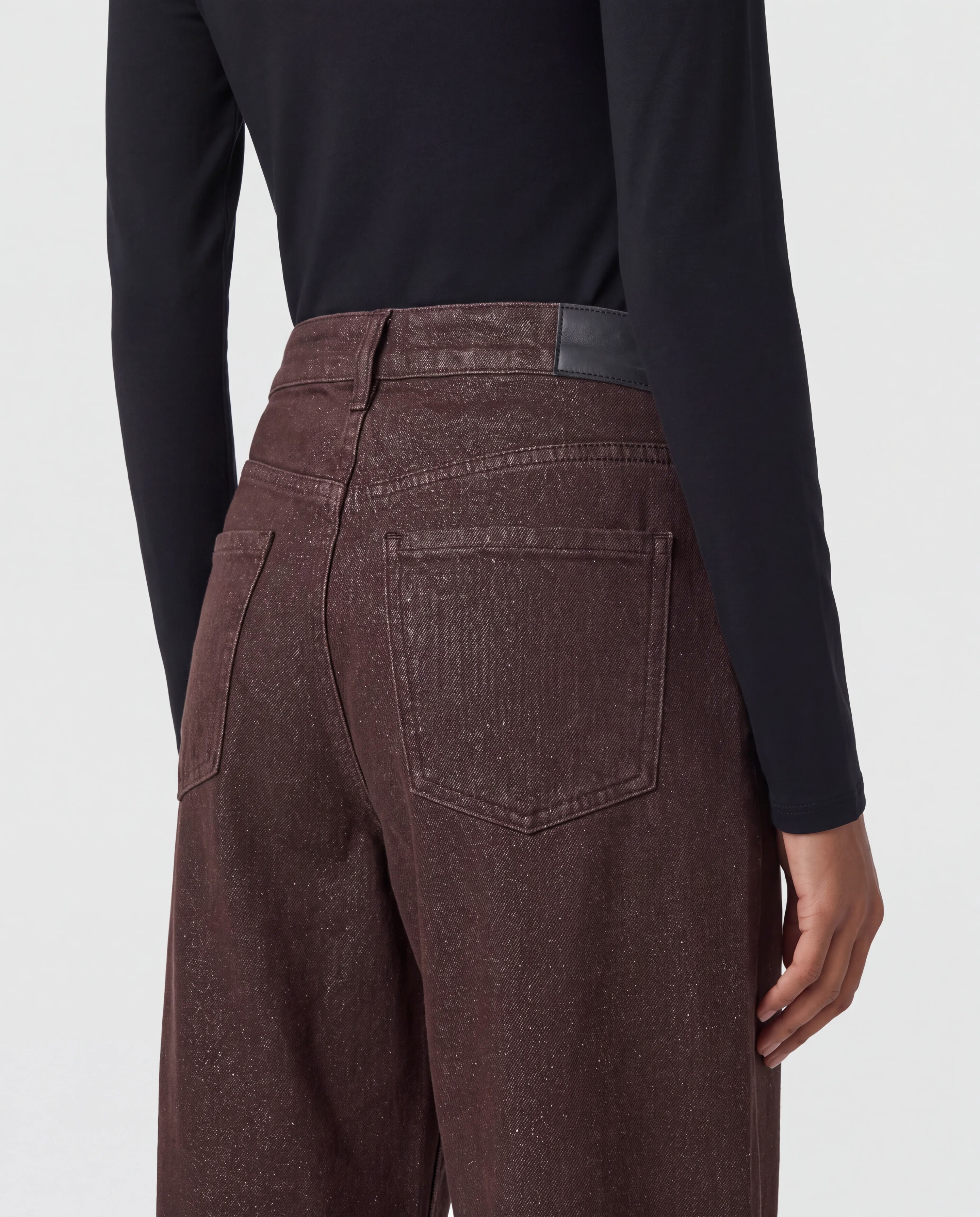 Lurex Barrel Fit Jeans Donkerbruin SHOEBY WOMEN