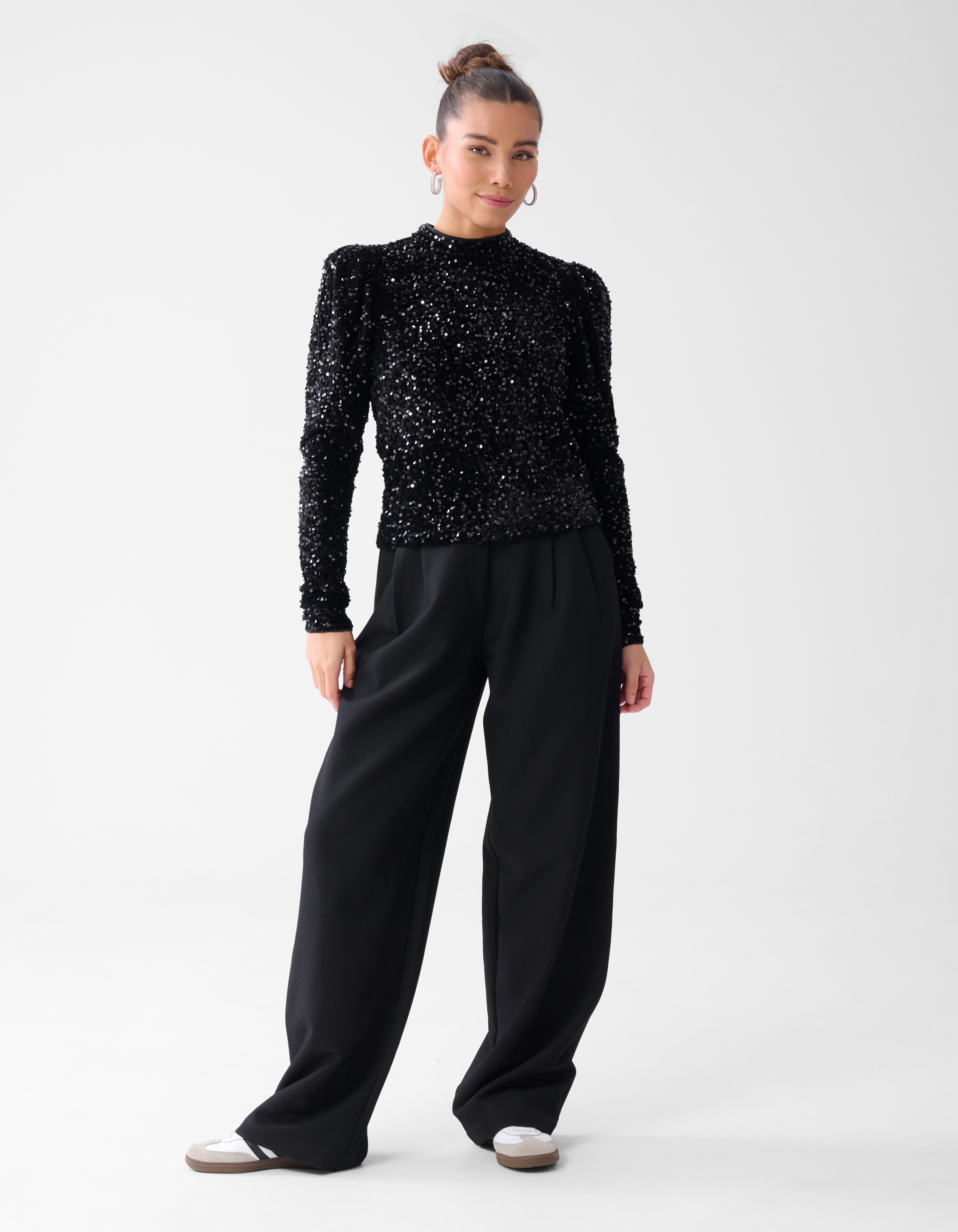 Velvet Pailletten Top Zwart SHOEBY WOMEN