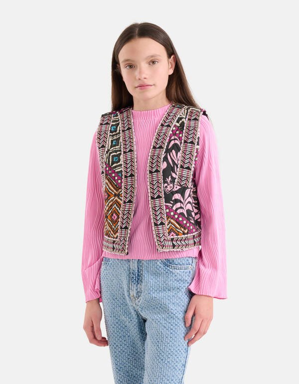 Grafisch Gilet Zwart SHOEBY GIRLS