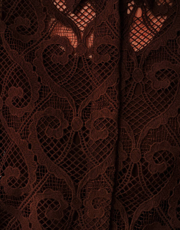 Oversized Kanten Blouse Donkerbruin SHOEBY WOMEN