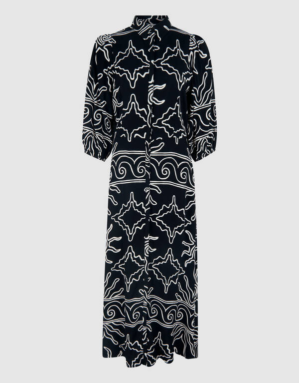 Printed Maxi Jurk Zwart SHOEBY WOMEN