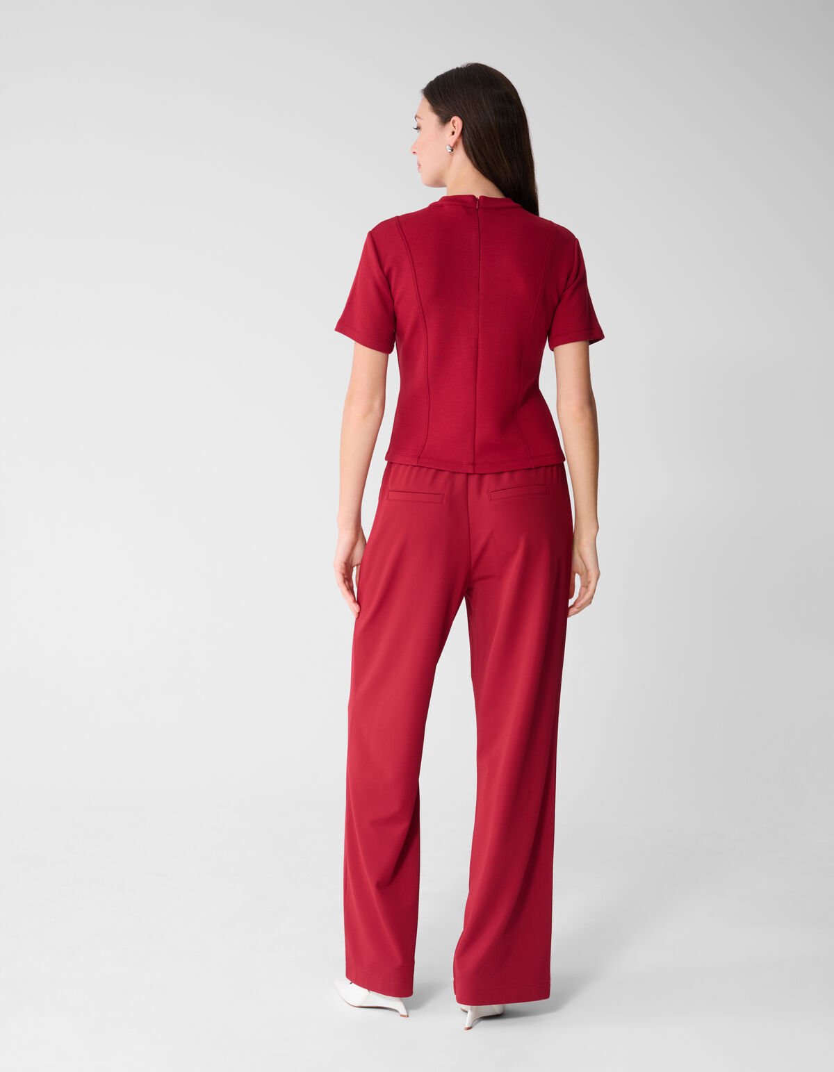 Fitted Cropped T-shirt Donkerrood SHOEBY WOMEN