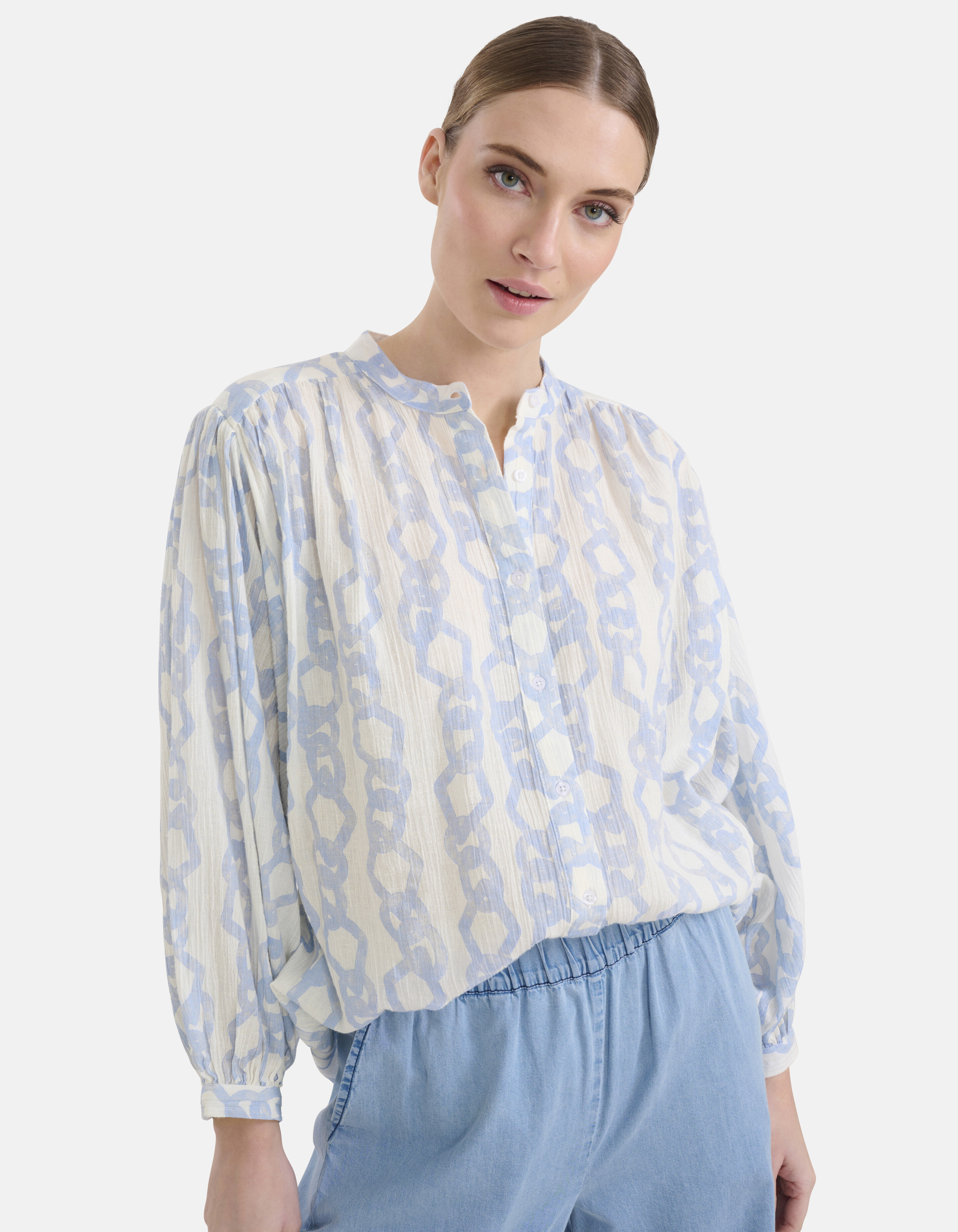 Waterprint Blouse Gebroken Wit By Mieke SHOEBY WOMEN