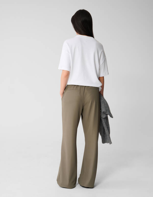 Basis Wide Leg Broek Donkergroen SHOEBY WOMEN