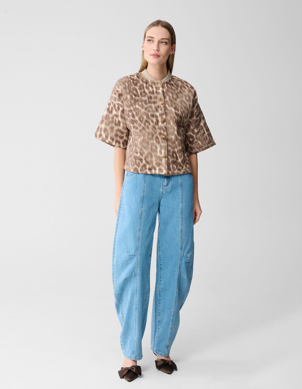 Short Sleeve Leopard Bomber Jack Lichtbruin SHOEBY WOMEN