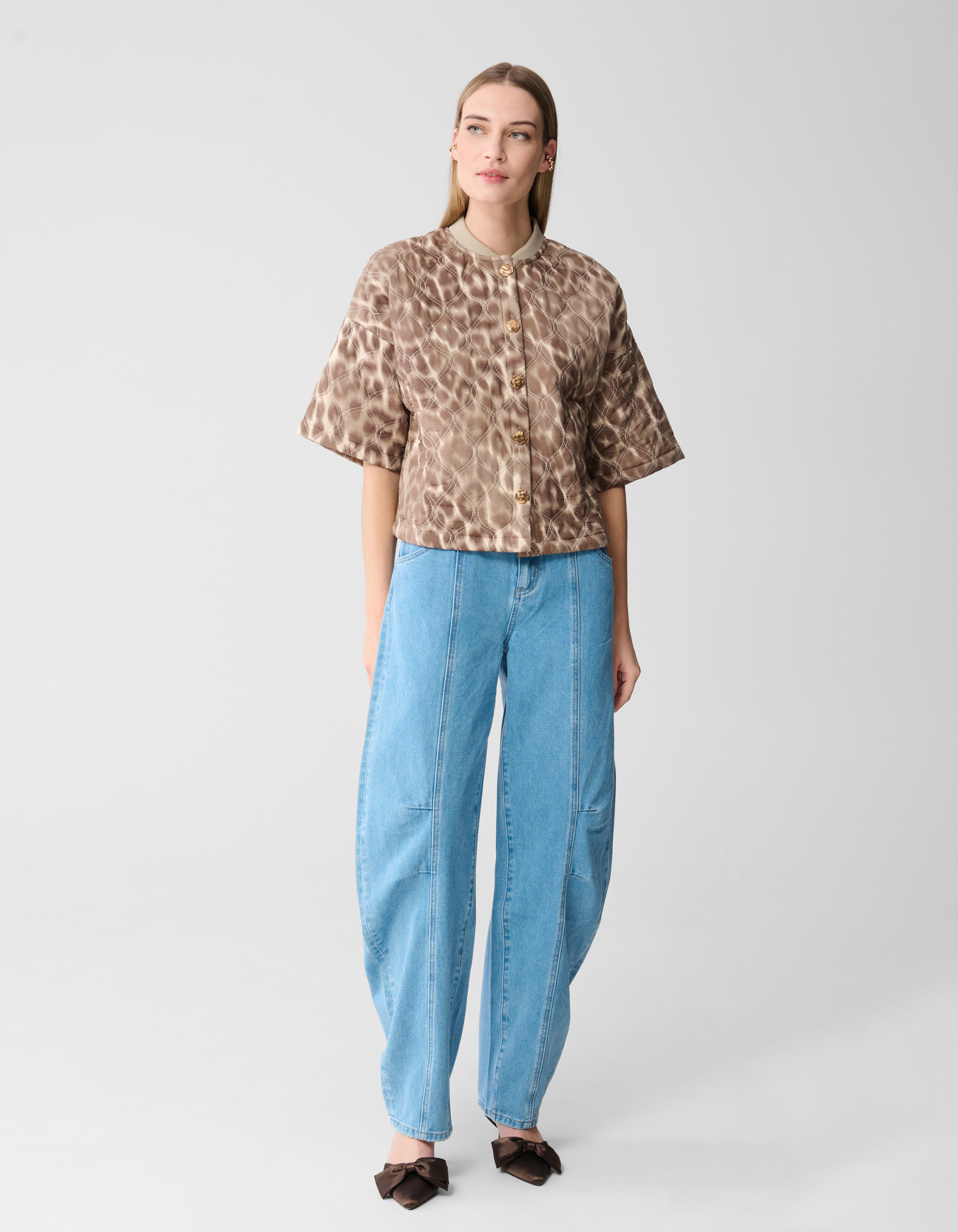 Short Sleeve Leopard Bomber Jack Lichtbruin SHOEBY WOMEN
