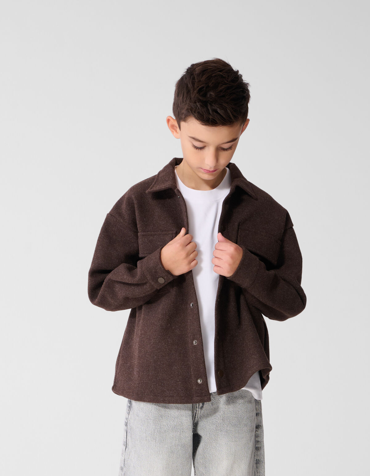 Felt Overshirt Donkerbruin SHOEBY BOYS