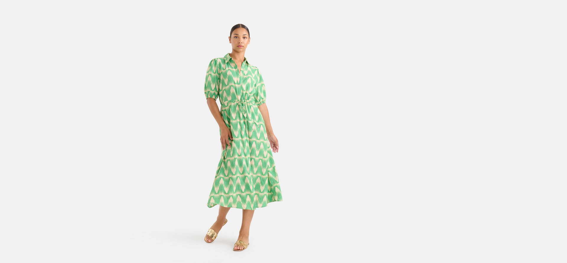 Grafische Print Jurk Groen SHOEBY WOMEN