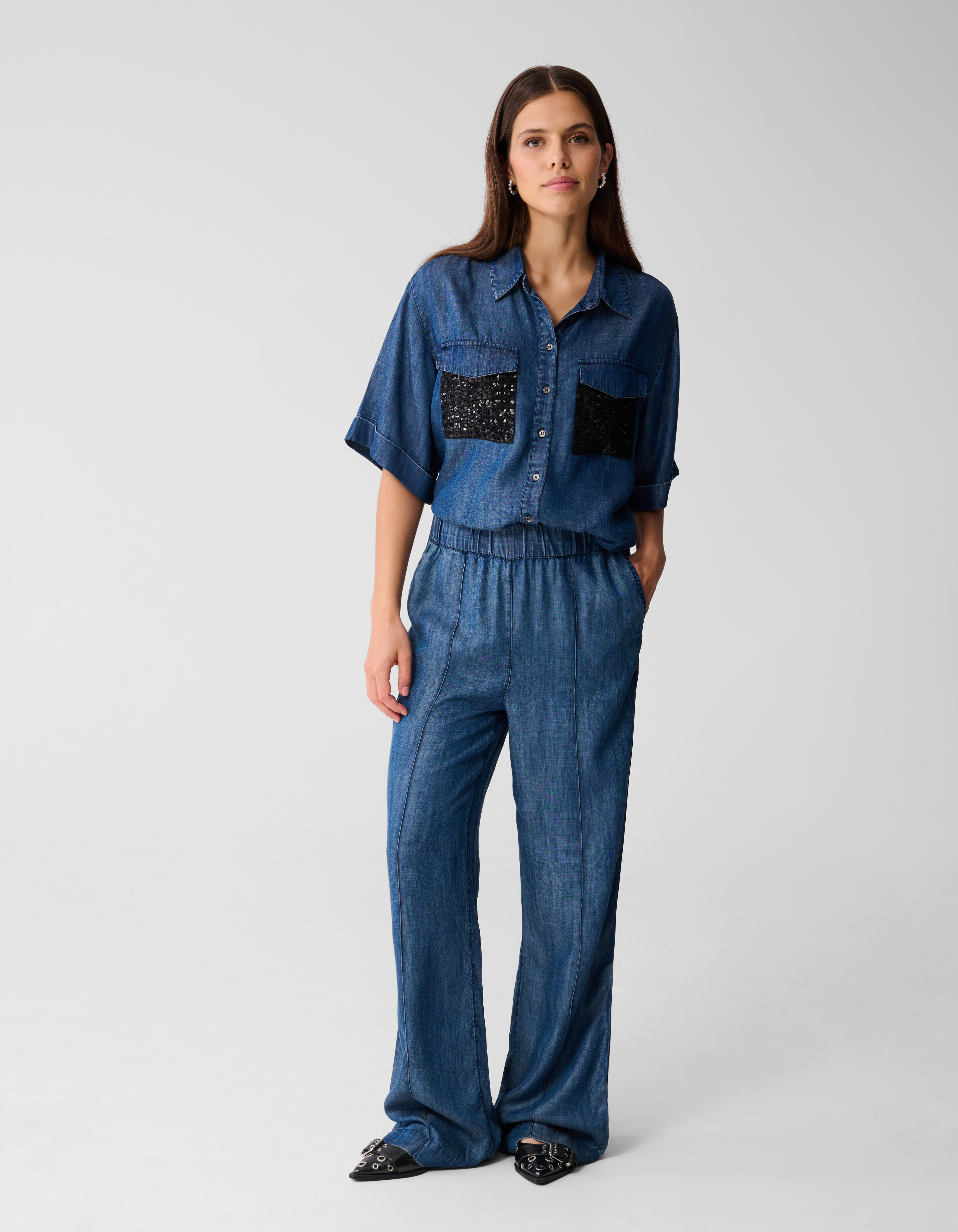 Wide Leg Pintuck Broek Blauw By Mieke SHOEBY WOMEN